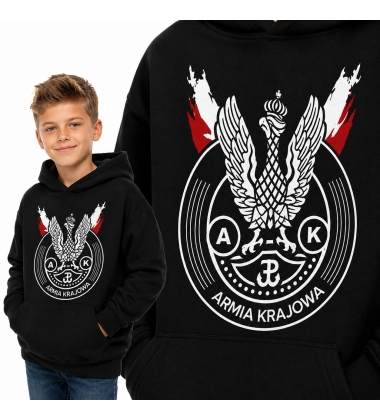 Bluza z kapturem dziecięca Patriotyczna  AK PODZIEMIE ZBROJNE